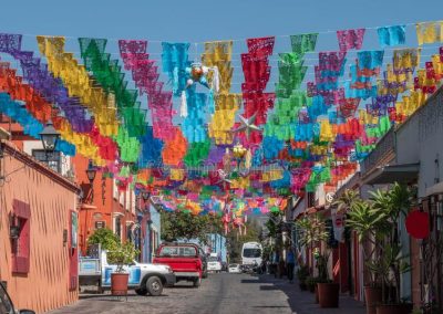 jalatlaco neighborhood decorated colorful cut paper oaxaca mexico december pinatas stars christmas celebration 169232741 - Hotel Don Nino