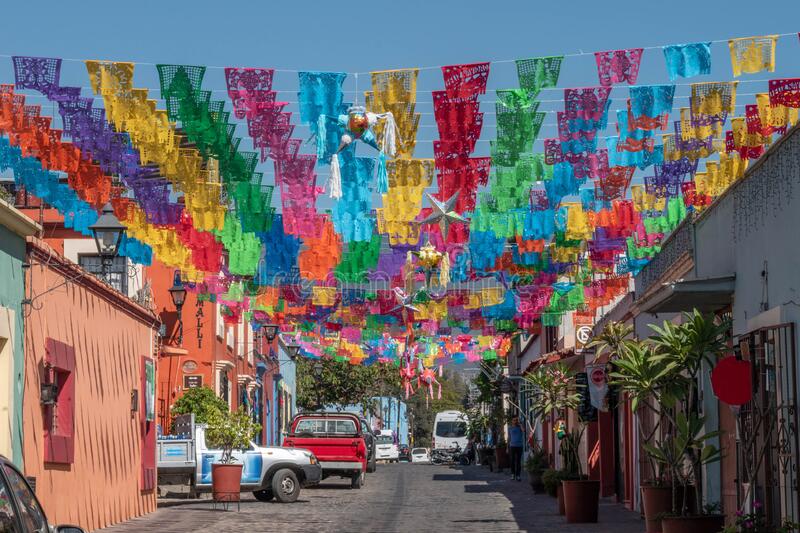 jalatlaco neighborhood decorated colorful cut paper oaxaca mexico december pinatas stars christmas celebration 169232741 - Hotel Don Nino